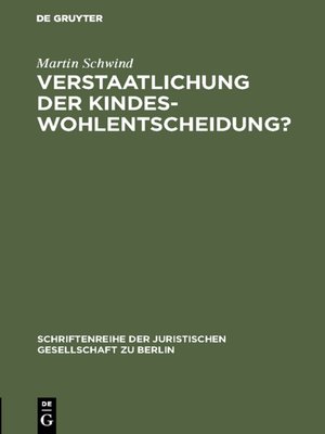 cover image of Verstaatlichung der Kindeswohlentscheidung?